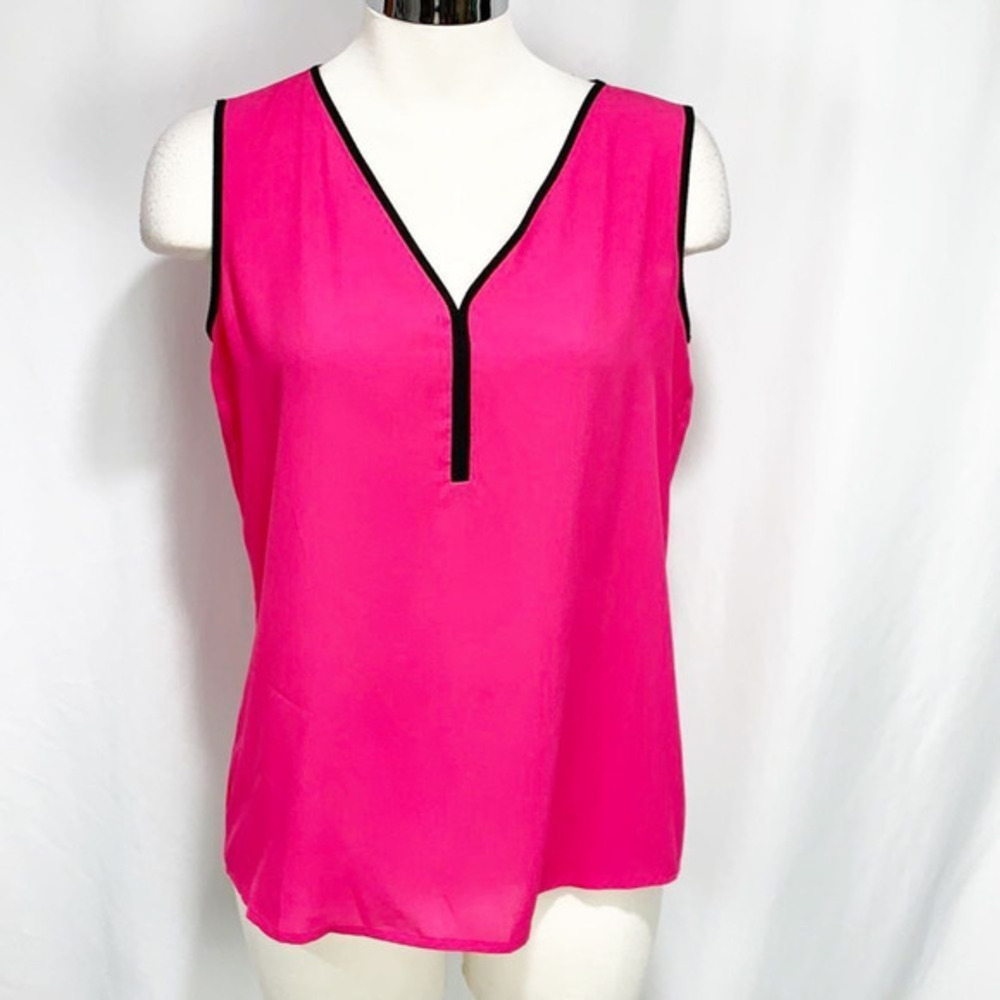 Calvin Klein Hot Pink Sleeveless Shell w Black Trim XS
